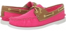 Bright Pink Salt Washed Canvas/Cognac Sperry Top-Sider A/O 2 Eye for Women (Size 6.5)