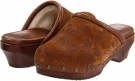 Brown Printed Suede/Shearling Frye Clara Campus Clog for Women (Size 9.5)