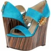 Turquoise Roberto Cavalli Suede Wedge for Women (Size 9)