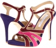 Deep Cherry/Fuschia Suede Platino Metallic Nappa Diane von Furstenberg Julip for Women (Size 6.5)