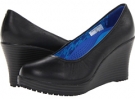 Black/Black Cow Silk Crocs A-Leigh Closed Toe Wedge for Women (Size 9)