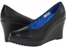 Black/Black Cow Silk Crocs A-Leigh Closed Toe Wedge for Women (Size 4)