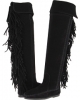 Black Suede Minnetonka Over-The-Knee Fringe Boot for Women (Size 6)