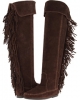 Chocolate Suede Minnetonka Over-The-Knee Fringe Boot for Women (Size 5)