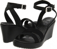 Black/Black Cow Silk Crocs Leigh Wedge for Women (Size 4)