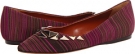 Stripe Pattern Pointed Flat with Studs Women's 6
