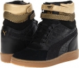 Black/Team Gold PUMA Sky Wedge Golden Charge for Women (Size 8.5)