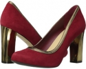 Velvet Red Suede/Gold Metallic Cole Haan Edie High Party Pump for Women (Size 5)