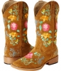 Light Beige Roper Multi Floral Embroidered Suede Boot for Women (Size 6.5)