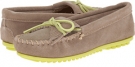 Stone Suede/Lime Minnetonka Kilty Moc for Women (Size 6)