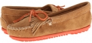 Taupe Suede/Nectarine Minnetonka Kilty Moc for Women (Size 9)