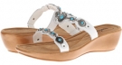 White Leather/Turquoise Minnetonka Boca Slide II for Women (Size 5)