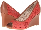 Poppy Red Rockport Seven to 7 Laser Peep Toe Wedge for Women (Size 6)