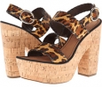 Camel Leopard Print Haircalf/Black Calf Diane von Furstenberg Remy for Women (Size 9)