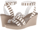 Mushroom/White Crocs Leigh Graphic Wedge for Women (Size 8)