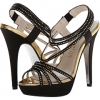 Black/Gold Satin E! Live from the Red Carpet Queenie for Women (Size 8)