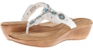 White Leather/Turquoise Minnetonka Boca Thong II for Women (Size 9)