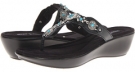 Black Leather/Turquoise Minnetonka Boca Thong II for Women (Size 6)