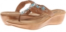 Saddle Leather/Turquoise Minnetonka Boca Thong II for Women (Size 6)