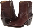 Dark Brown Vintage Veg Tan Frye Leslie Zip Bootie for Women (Size 8.5)