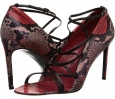 Red Printed Python/Black Calf Delman Jojo for Women (Size 5)