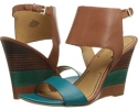 Cognac/Turquoise Leather Nine West Melondy for Women (Size 7.5)