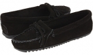 Black Suede Minnetonka Kilty Suede Moc for Women (Size 6.5)