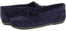 Hardsole Navy Suede Minnetonka Kilty Suede Moc for Women (Size 9.5)