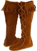 Brown Suede Minnetonka Front Lace Hardsole Knee-Hi Boot for Women (Size 9)