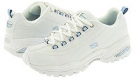 White Smooth Leather/Blue Trim SKECHERS Premiums for Women (Size 9)