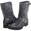 Black Burnished Antiques Leather Frye Veronica Shortie for Women (Size 9.5)