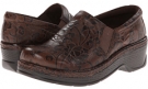 Brown Flower Tooled Klogs Naples for Women (Size 9)