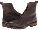 Dark Brown Stone Antiqued Frye James Lug Wingtip Boot for Men (Size 8.5)
