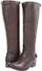 Dark Brown Brush Off Frye Melissa Button Back Zip for Women (Size 6.5)