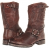 Dark Brown Stone Antiqued Frye Veronica Short for Women (Size 6)