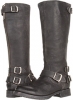 Black Stone Antiqued Leather Frye Veronica Back Zip for Women (Size 8.5)