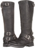 Black Stone Antiqued Leather Frye Veronica Back Zip for Women (Size 7.5)