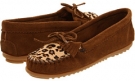 Dusty Brown Minnetonka Leopard Kilty Moc for Women (Size 5.5)