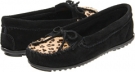 Black Minnetonka Leopard Kilty Moc for Women (Size 7.5)