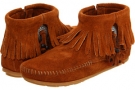 Brown Suede Minnetonka Concho/Feather Side Zip Boot for Women (Size 7)