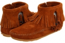 Brown Suede Minnetonka Concho/Feather Side Zip Boot for Women (Size 6)