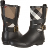 Black/Check Burberry Kids Brit Check Biker Boots for Women (Size 7)