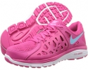 Vivid Pink/Pink Glow/White/Polarized Blue Nike Dual Fusion Run 2 for Women (Size 9)