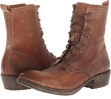 Cognac Stone Antiqued Frye Carson Lug Lace Up for Women (Size 6.5)