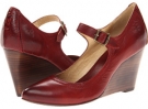 Burnt Red Soft Vintage Leather Frye Regina Wedge MJ for Women (Size 5.5)