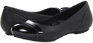 Black/Black Cow Silk Crocs Cap Toe Flat for Women (Size 5)