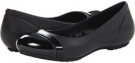 Black/Black Cow Silk Crocs Cap Toe Flat for Women (Size 7)