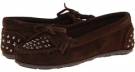 Chocolate Suede Minnetonka Double Studded Moc for Women (Size 5.5)