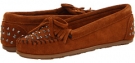 Brown Suede Minnetonka Double Studded Moc for Women (Size 5.5)