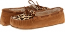 Cinnamon Suede Minnetonka Leopard Cally Slipper for Women (Size 11)